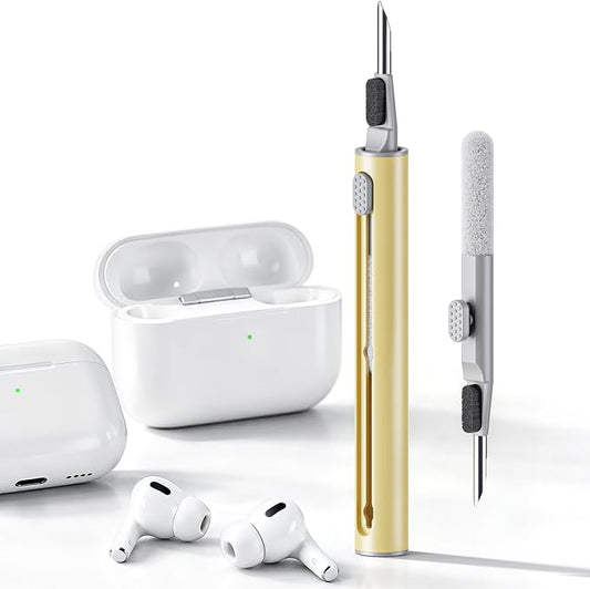 Hyashee Cleaner Kit for Airpods Pro 1 2 3 Multi-Function Cleaning Pen with Soft Brush Flocking Sponge for Bluetooth Earphones Case Cleaning Tools (Yellow)