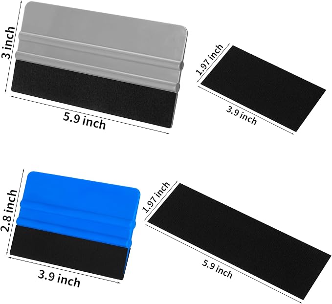 Arayker 20 Pack Vinyl Wrap Squeegee 4 Inch / 6 Inch Felt Edge Squeegee Window Film Tint Tool Decal Applicator Scraper Tool Wallpaper Smoothing Tool with 20 PCS Black Fabric Felt