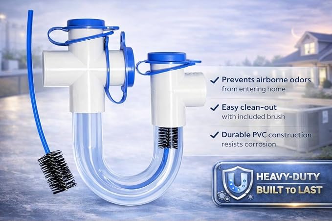 Clear Condensate Trap 3/4 SCH40 With Cleaning Brush, Next Level PVC U Trap With Easy Clean Ports Essential Component To Ensure Optimal Performance Of Your HVAC System. ECWB (10)