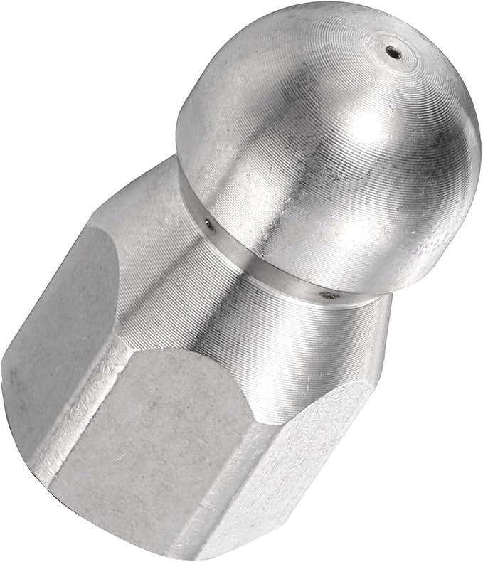 HARFINGTON Pressure Washer Sewer Nozzles 1/4" NPT Orifice 5000 PSI Stainless Steel Drain Blaster Rotating Button Nose Fixed Cleaning Water Hose Jet for Drain Cleaning Hose