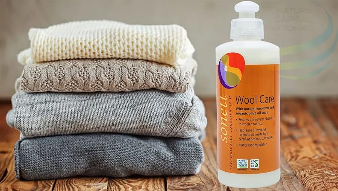 Sonett Organic Wool Care for Restoring Wool and Silk, Returns the Natural Elasticity to Woolen Fabrics (10 fl. oz)