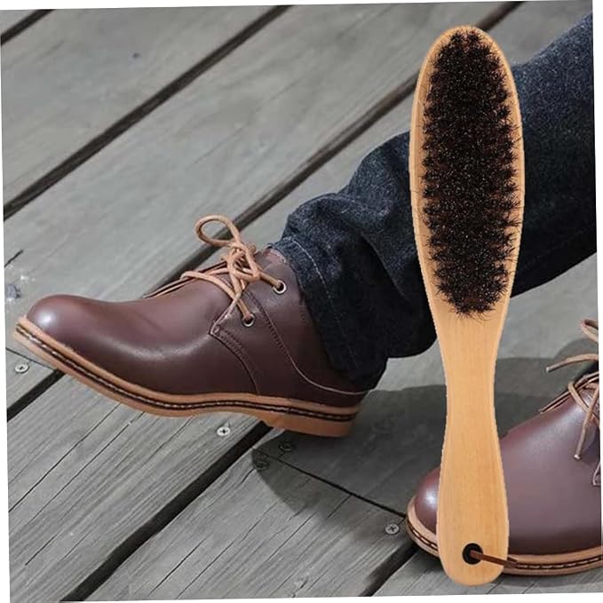 Clothes Brush Garment Brush Lint Remover Brush with Genuine Soft Horsehair and Wooden Handle for Coat Men Suits Shoes Jacket Furniture Car Mat and Pet Hair 1-Pack, Suit Brush