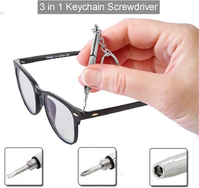 ESINAM Portable Glasses Screwdriver for Eyeglass Repairing, 13 In 1 Mutifuntional Precision Screwdriver Set for Sunglasses,Watch, Laptop, Electronics, Cellphone and Jewelry - Magnetic Bits