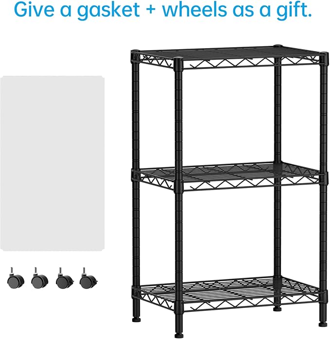 SINGAYE Small Shelves Kitchen Storage Shelf Wire Shelving Metal Adjustable | 3 Tier Shelf Organizers Storage Shelving Unit for Office Pantry Laundry Bathroom Closet Home 11.6" D X 17.6" W X 30" H Black