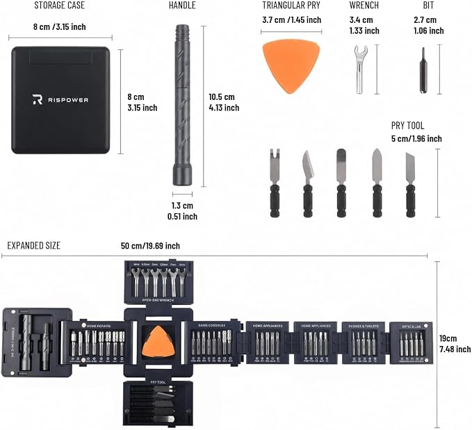 55-in-1 Magnetic Precision Screwdriver Set, Tool Cube Kit, Electronics Repair Kit with Screwdriver Bits, Wrenches, Pry Tools for Phone, Laptop, Appliances, Game Consoles, Glasses & DIY