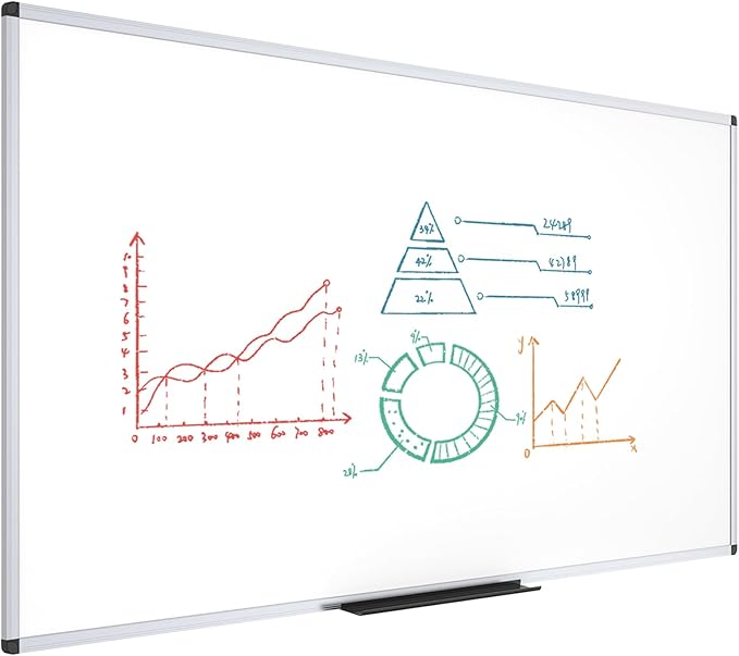 VIZ-PRO Dry Erase Board, 96" x 40" Large Magnetic Whiteboard for Wall | Silver Aluminum Frame, with Marker Tray, for School Office and Home