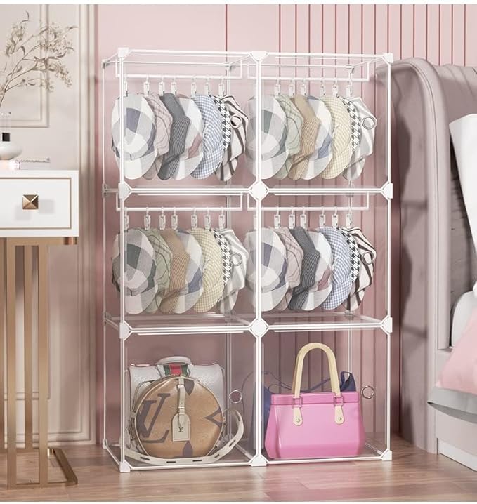 20 PCS Laundry Hooks with Clips Super Strong Plastic Home Travel Swivel Hanging Hanger Closet Organizer Clamps Socks Boot Bras Towels for Bathroom Wardrobe Kitchen Office - 4.3 Inches (White)