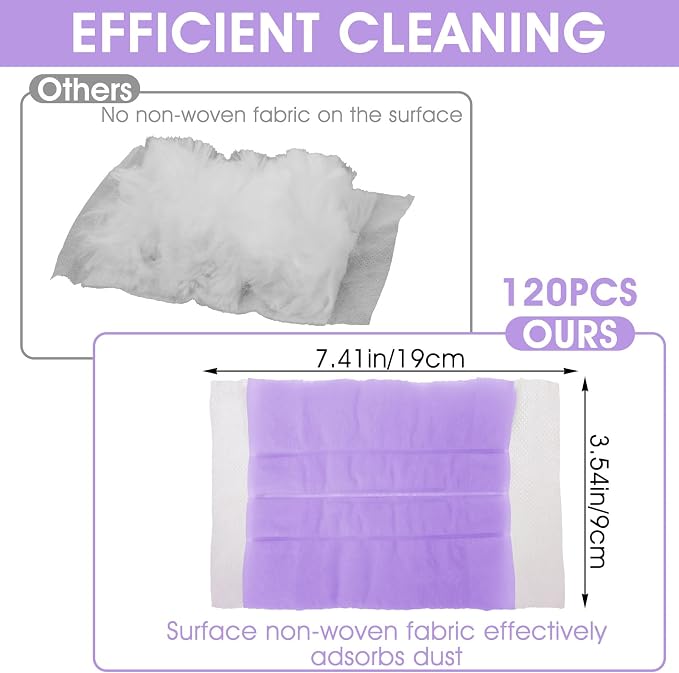 120 Pc Duster Refill,Electrostatic Disposable Duster Refill,Purple | Compatible with Duster, Bulk, Heavy Duty Dusters Refill, for Blinds, Ceiling Fans, Furniture, Multi-Surface Dusting