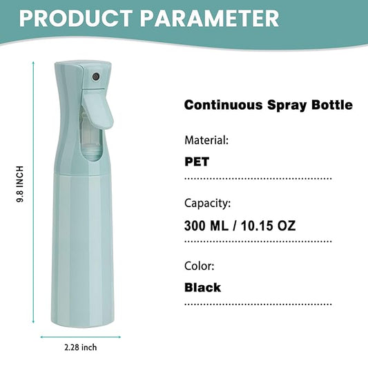 Spray Bottle for Hair (10.15OZ /300ML) Continuous Ultra Fine Mist Sprayer for Hair, Salons, Barber, Plants, Skin Care, 1 Plack Blue