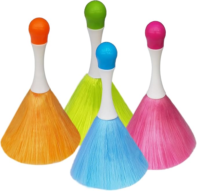 4 Pack Small Feather Duster, Washable Microfiber Duster, Suitable for Light Daily Household Dusting, Electrostatic Feather Duster Brush,Cleaning Supplies for Book,Screen,Car,Furniture,Photo Frames