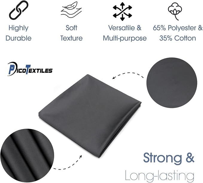 Pico Textiles 25 Yard Bolt Charcoal Poly Cotton Twill Fabric | 60" Wide, 65% Polyester / 35% Cotton, Medium Weight, Perfect for Pants, Jackets, Skirts and Work Uniforms, Sold by the Yard