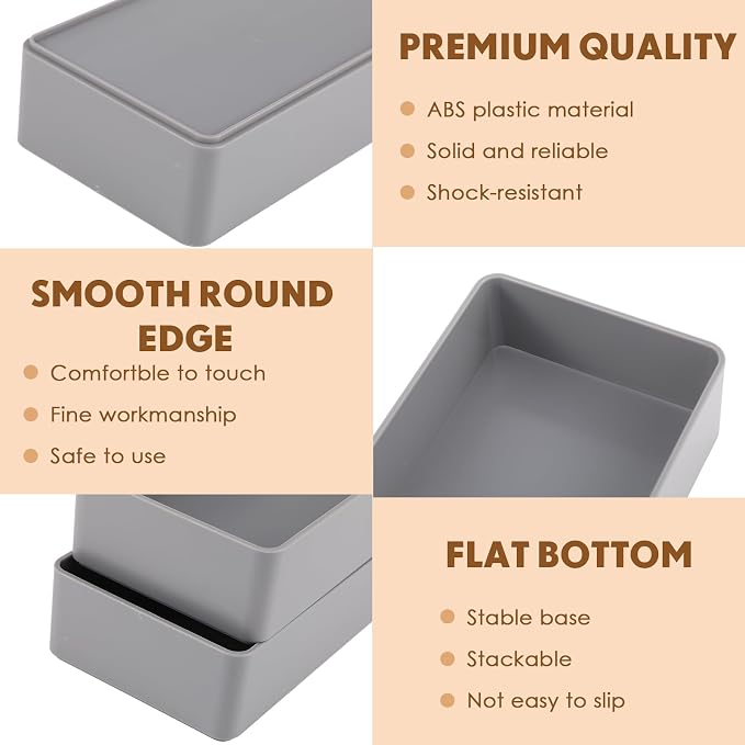 Teling 4 Pcs Grey Large Rectangular Desk Organizer Set, Half Accessory Tray, Plastic Tabletop Organizer for Office, Home, or Study, Dimensions: 9.45 x 2.95 x 1.38 Inches