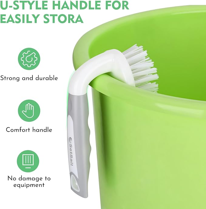 SetSail Scrub Brush, Heavy-Duty Scrub Brushes for Cleaning with Stiff Bristles Cleaning Brush for Shower, Bathroom, Carpet, Kitchen and Bathtub Scrubber - 2 Pack