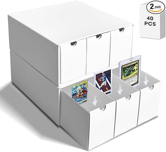 Fageverld Trading Card Storage Box, Top Loaders Storage Box with 40 Dividers, Cardboard Toploader Card Boxes for Sports Card, Baseball, MTG, TCG, Playing Cards, 6 Drawer