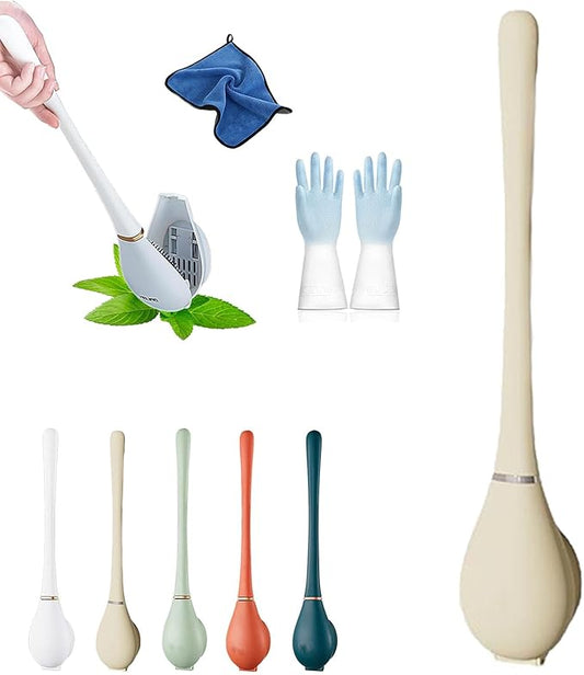 Modern Flexible Silicone Toilet Caspa for Home, Modern Home Flexible Silicone Toilet Brush, Wall Mounted Silicone Toilet Brush and Holder Set with Dispenser, Automatic Opening & Closing (1-C)