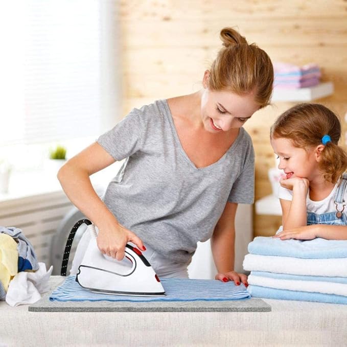 Wool Pressing Mat 17" x 13.5" for Quilting | 100% Pure New Zealand Wool Mat for Sewing and Ironing | Wool Ironing Mat Comes with Silicone Iron Pad Included