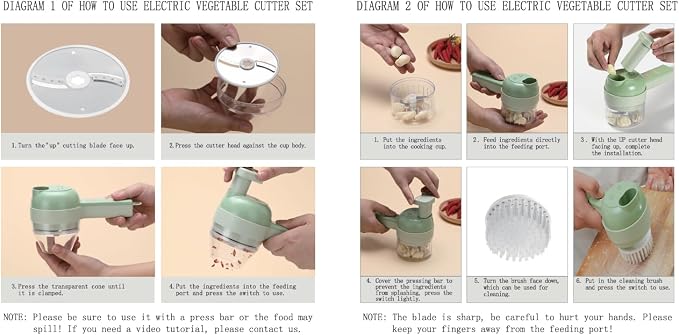4 in 1 Electric Vegetable chopper hand held, Ninja Food Chopper, Mini Fruit Slicer,Garlic Chopper,Egg whisk and Meat Mincer,Handheld Veggie Cutter for Salad