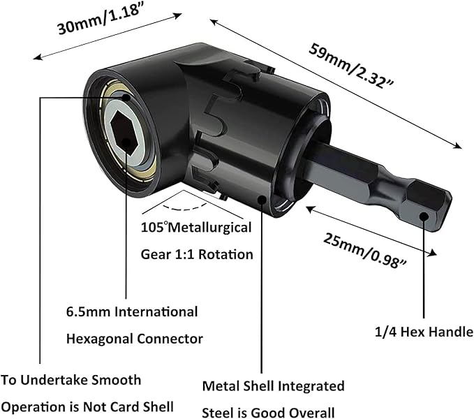 CIGOTU Impact Grade Socket Adapter Set - 3 Pcs Extension Drill Bit Socket Wrench Adapter for Impact Driver 1/4 3/8 1/2" Drive, 105 Degree Right Angle Drill Attachment for Household Workplace Industry