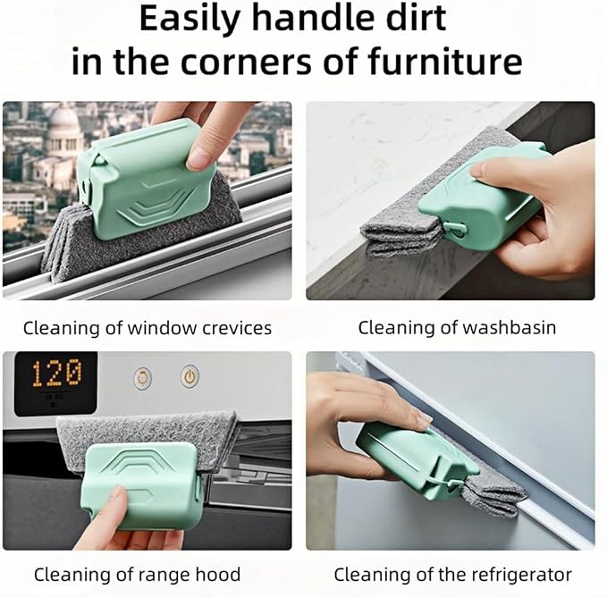 Magic Window Track Cleaner, 2026 New Window Groove Cleaning Brush Tools Set, Hand-held Window Track Cleaner Brushes Tools Set for Window lides Gaps Tile Lines Shutter Car Vents (Blue 2pcs)