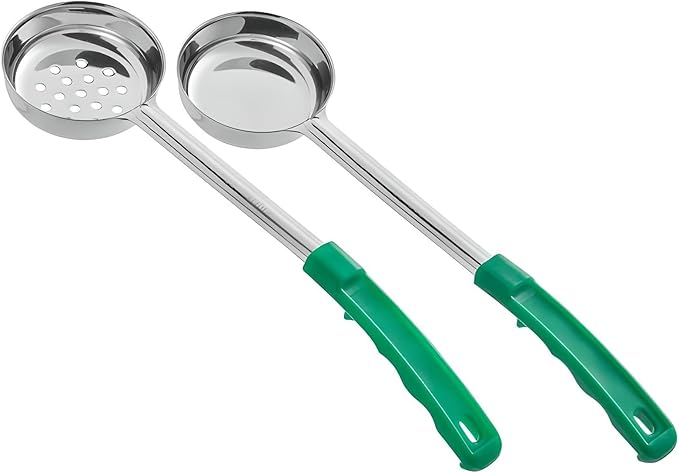 OCS Parts 2-Pack 4-Ounce Perforated and Solid Portion Spoons | Stainless Steel Dishwasher Safe Kitchen Multipurpose Portion and Serving Spoons