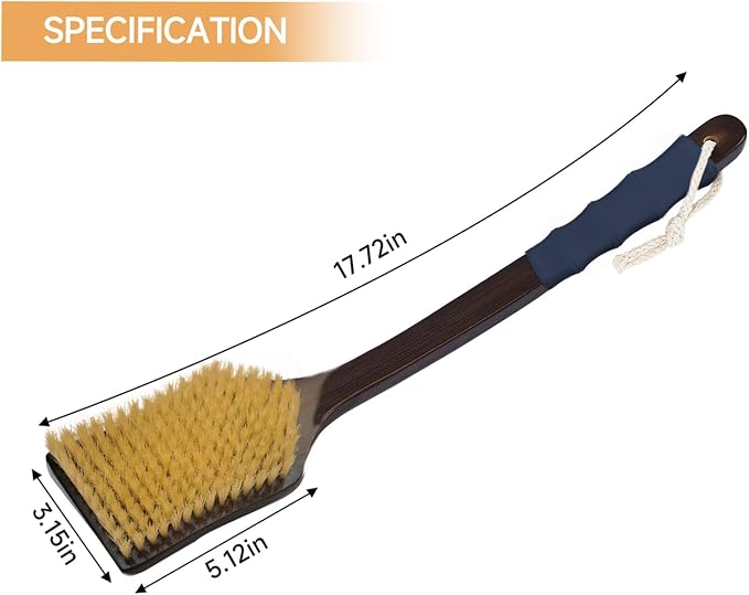 Back Scrubber for Shower,Exfoliating Shower for Men with Long Handle,Dry Brushing Body Brush,Lymphatic Contour for Full Body Exfoliation, Skin Cleansing & Lymphatic Drainage
