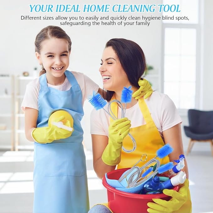 Flexible Long Drain Brush Set, with Double Ended and Stainless Steel Tube Cleaning Brushes Stainless Steel Long Tube Cleaning Brushes for Kitchen, Sink, Drain Pipe and Long Pipe Cleaning