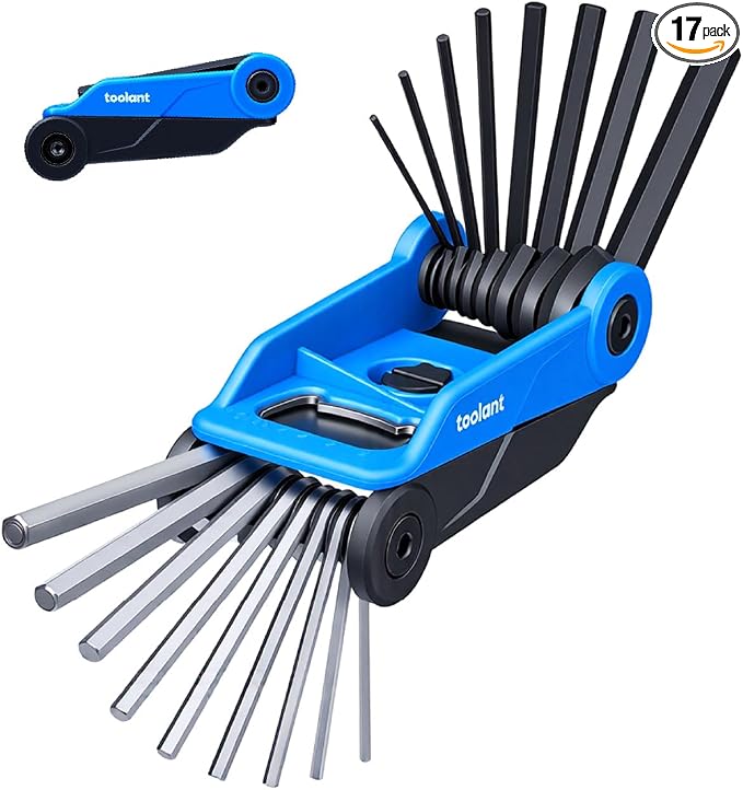Kraftek toolant 17PCS Folding Allen Wrenches Sets(Metric and SAE), Metric Allen Key Set 1.5mm- 8mm, SAE Hex Key Set 5/64”- 1/4", Folding Hex Keys for Home Repair and Bikes(EDC),gift for men
