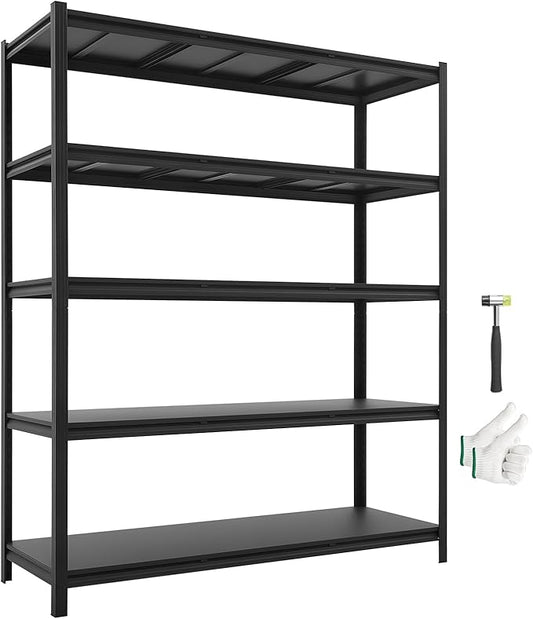 VEVOR Garage Shelving, 5-Tier Adjustable Storage Shelves, 3000 lbs Heavy Duty Garage Shelves, Metal Utility Rack Shelf for Garage Workshop Warehouse Basement, 59.49" W x 20.55" D x 71.38" H