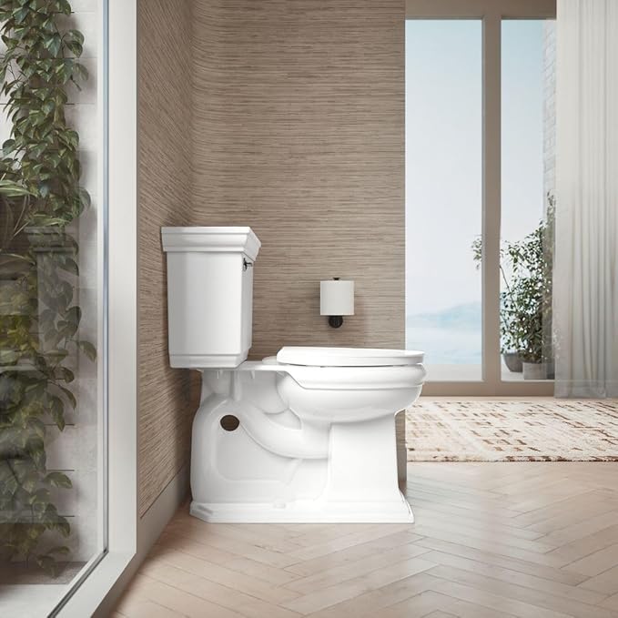 KOHLER K-26802-0 Impro ReadyLatch Quiet Close Round Toilet Seat, White Toilet Seat, Grip-Tight Bumpers, New Home Essentials, Slam Prevention (Pack of 2)