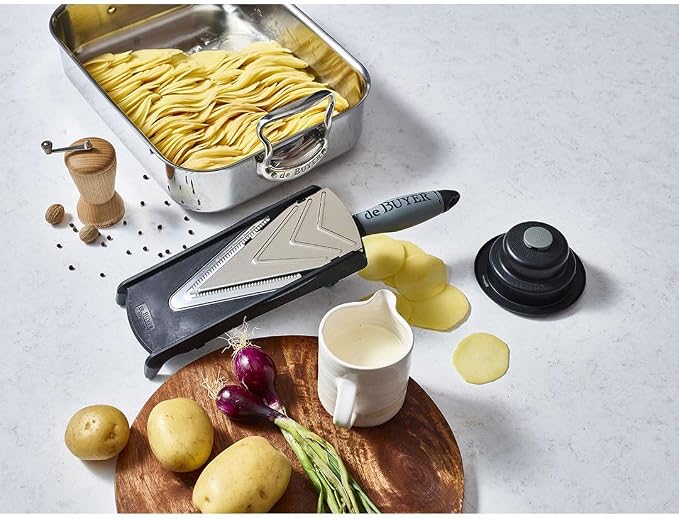 DeBuyer Konra Axis Mandoline Stainless Steel Food Fruit Veg Slicer in Black