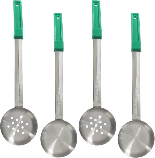 Hordion 4 Pcs Portion Control Serving Spoons Ladle Scoops, Food Measuring Ladle Utensils Proportion Manage Slotted and Unslotted Scoops for Weight Loss(Green, 4oz)