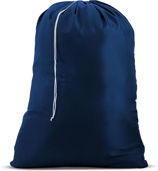 Handy Laundry XL Nylon Laundry Bag 30"x40", 60 lb Capacity, Navy Blue | 30"x40" XL Nylon Laundry Bag, Locking Drawstring, Machine Washable, Heavy Duty, Travel Dorm Hamper Liner, Navy Blue