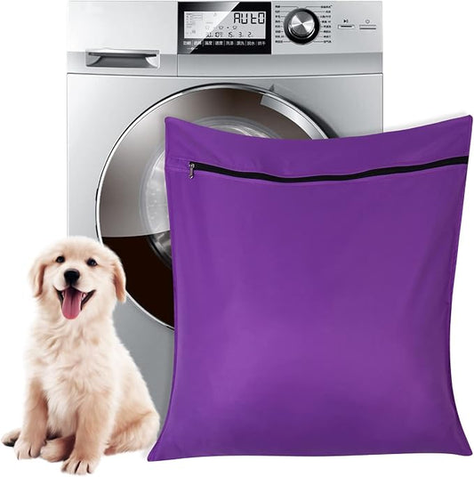 1 Pack Pet Laundry Bag,Stops Pet Hair Blocking The Washing Machine,Big Size Wash Bag Ideal for Dog Cat Horse,Hair Remover Safely,25.8’’ 27.8’’(65 X 70cm)(Purple)