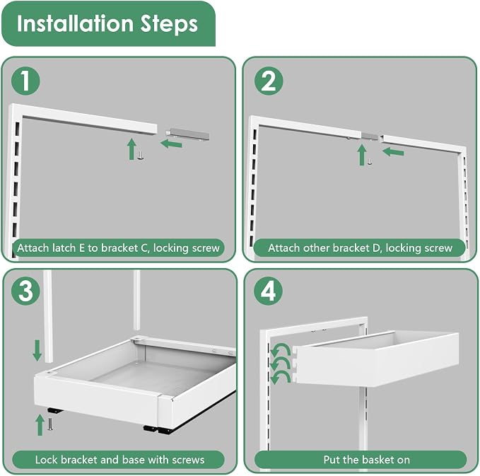 REALINN L-Shaped Under Sink Organizer with 6-Level Height Adjustment & Expandable Width, Pull-Out Cabinet Storage Rack with Quiet Sliding Rails for Kitchen, Bathroom, Laundry Room Cabinets, White