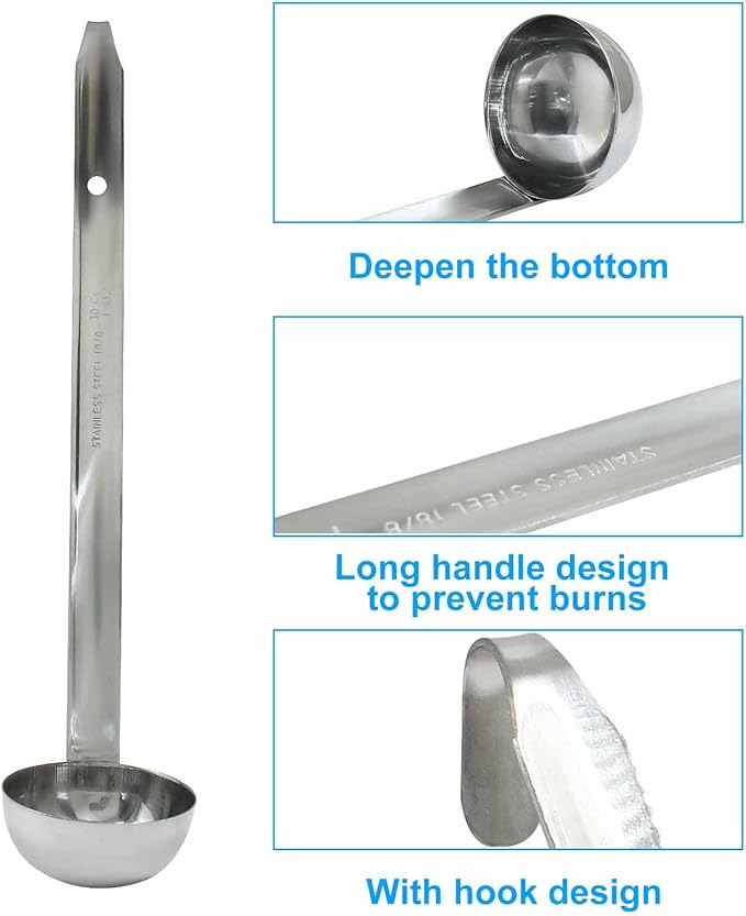 Zorfeter 3 Pcs 1 Oz Soup Ladle Set, Stainless Steel Ladles with Long Handles for Serving, Cooking, Stirring, Portioning Kitchen Restaurant Accessories