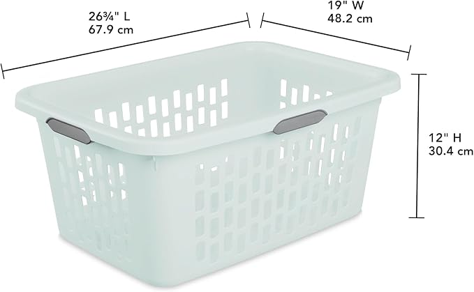 Sterilite Rectangular Laundry Basket, Plastic Clothes Hamper, 6-Pack | 2 Bushel, Mint - Ventilated Open-Top Utility Wash Bin with 4 Handles and Large Clothing Load Capacity