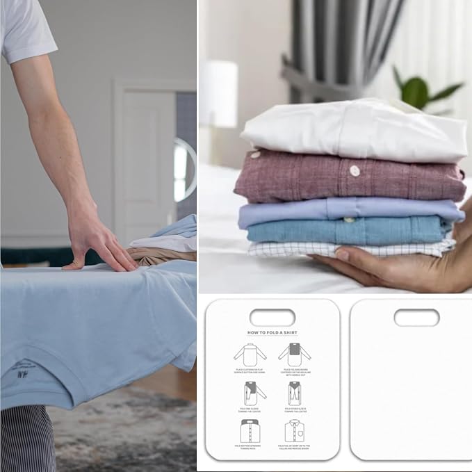 Laundry Folder Garment Organizer, Clothes Folding Board for Shirts Pants Baby Clothes, T Shirts Fast Folder Annular Hole Design Closet Accessory(White)