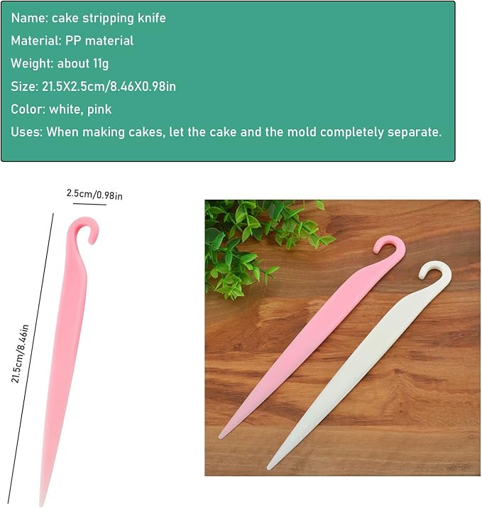 4 Pack Cake Stripping Knife Scraper Cookie Demoulding Knives Release Cakes from Metal Pans Plastic Butter Cream Scrapers for DIY Baking Bakeware Bakery Kitchen Gadgets