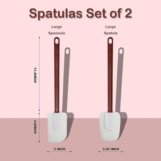16.5 INCH Silicone Spatulas Heat Resistant Heavy Duty Rubber Spatulas Commercial Spatulas Set for Kitchen Use Silicone Cooking Utensils Sets of 2