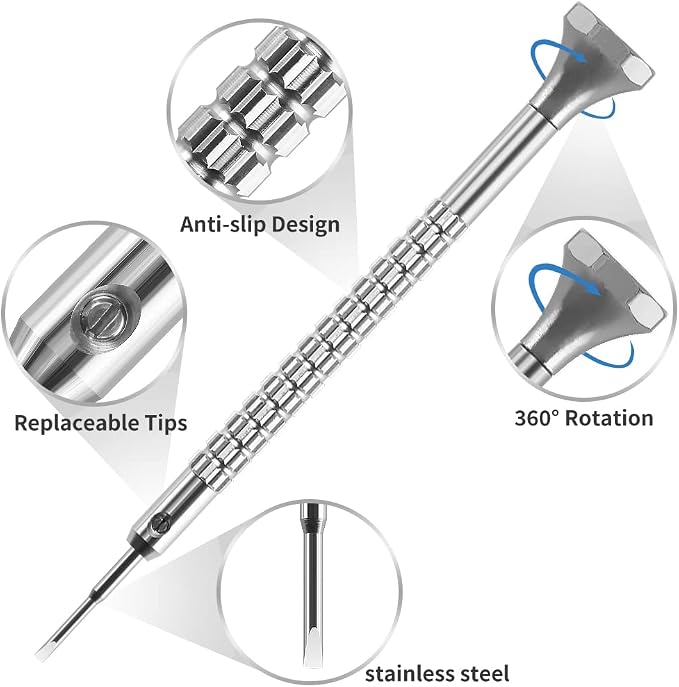 10 pcs Precision Slotted And Phillips Watch Screwdriver Set Different Sizes With 20 Extra Replace Blades Watchmaker Screwdriver Set for Watch,Jewelry,Eyeglass，The Best Gift for Dad