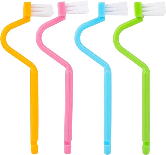 AUEAR, 4 Pack Plastic Curved Small Toilet Brushes Cleaning for Edges Corner Crevices