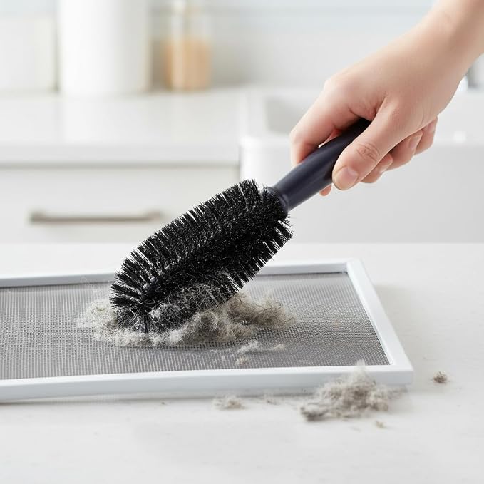 BRUSHTECH Clothes Dryer Lint Screen Brush - Heavy-Duty, Flexible (Black) | Flexible Deep-Reach Design with Durable Nylon Bristles & Comfortable Grip - Ideal for Dryer Vents, Lint Traps & Tight Spaces