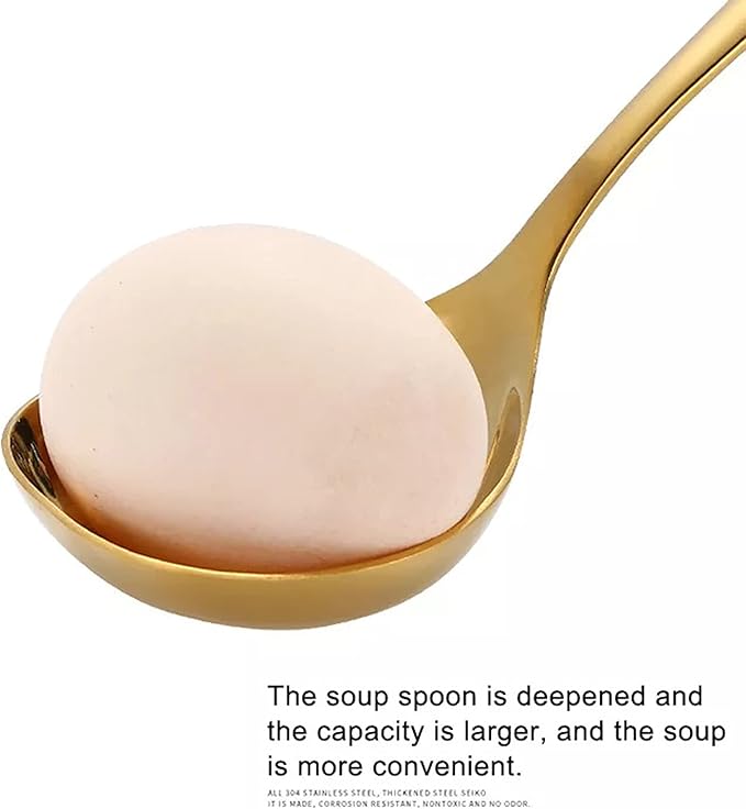Comicfs 2 Pack Gold Gravy Ladle, SUS 304 Stainless Steel Soup Ladle, Small Soup Ladle, Sauce Ladles, Small Serving Ladles for Stirring, Mirror finished Soup Spoon and Dishwasher Safe 8-Inch (Gold)