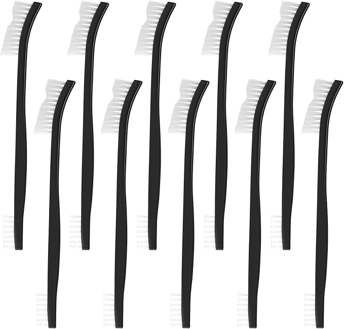 10 PCS Small Brushes for Cleaning, Double-Ended Nylon Detail Cleaning Brush Set for Jewelry, Cars, Kitchen, Bathroom Gaps, Tight Spaces