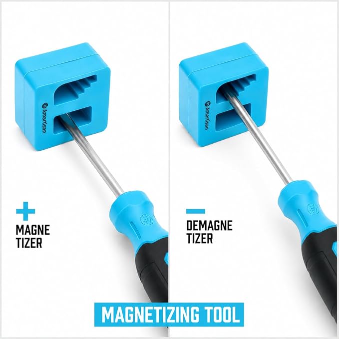 Amartisan 86-Piece Magnetic Screwdrivers Set with Case | Includs Slotted, Phillips, Hex, Pozidriv,Torx and Precision Screwdriver, Magnetizer Demagnetizer Tools, Tools for Men(Blue)