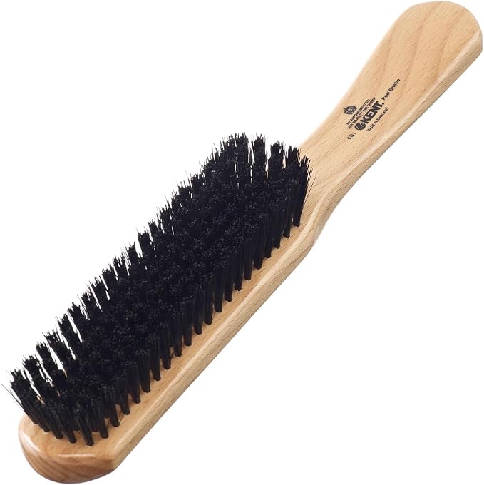 Kent CG1 Clothes Brush Cherrywood 100% Natural Black Bristle and Lint Remover Especially for Jeans or Corduroy Garments for Keeping Fabrics Free from Fibres, Fluff and Pet Hair. Made in England