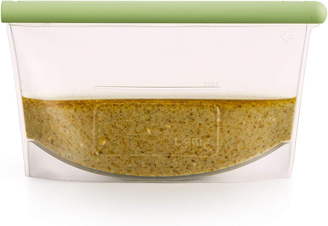 Lekue Reusable Silicone Bag for Airtight Food Storage and Sous Vide Cooking, 500ml/16 fl oz/ 2.15 cups (3400850B04U004)