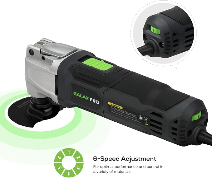 GALAX PRO 2.4Amp 6 Variable Speed Oscillating Multi-Tool Kit with Quick-Lock accessory change, Oscillating Angle:3°, 28pcs Accessories and Carry Bag | 21000 OPM Oscillating Power Tools for Hardwood, PVC pipes, Soft Metal Nails, 6 Variable Speed, 3° str...