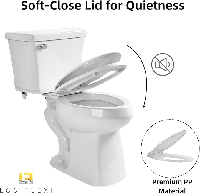 Pressure Assisted Toilet with 18.8" Comfort Tall Height, Los Flexi Two Piece Toilet With Powerful Flush, ADA & Elongated Bowl, 1.0 GPF Water Saving Siphon Flush, 12" Rough-In & Easy Installation