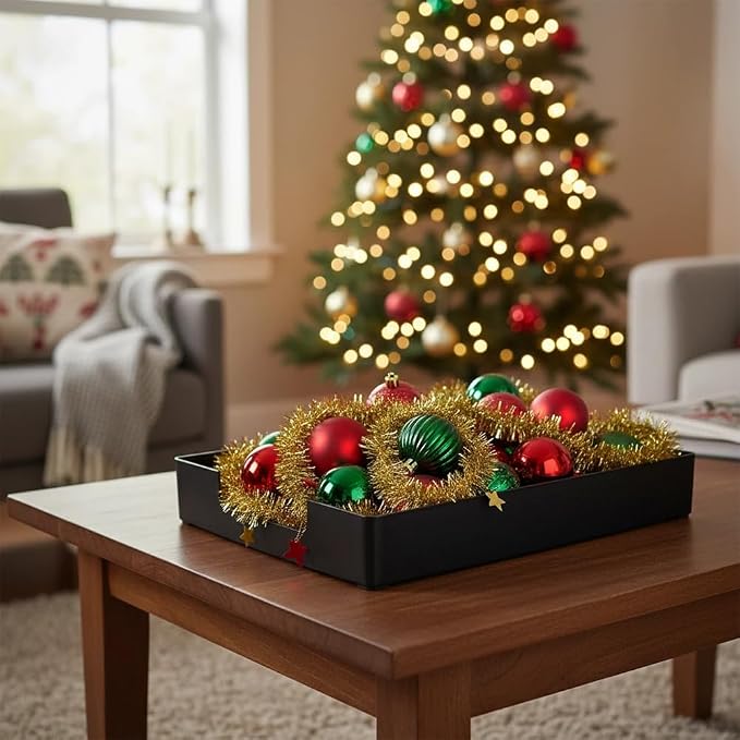 Letter-Size Tray, Desk Drawer Organizer for A4 Paper, Black | Stackable plastic paper tray, fits A4 & letter. Desktop file organizer for office, school, home use. space-saving.